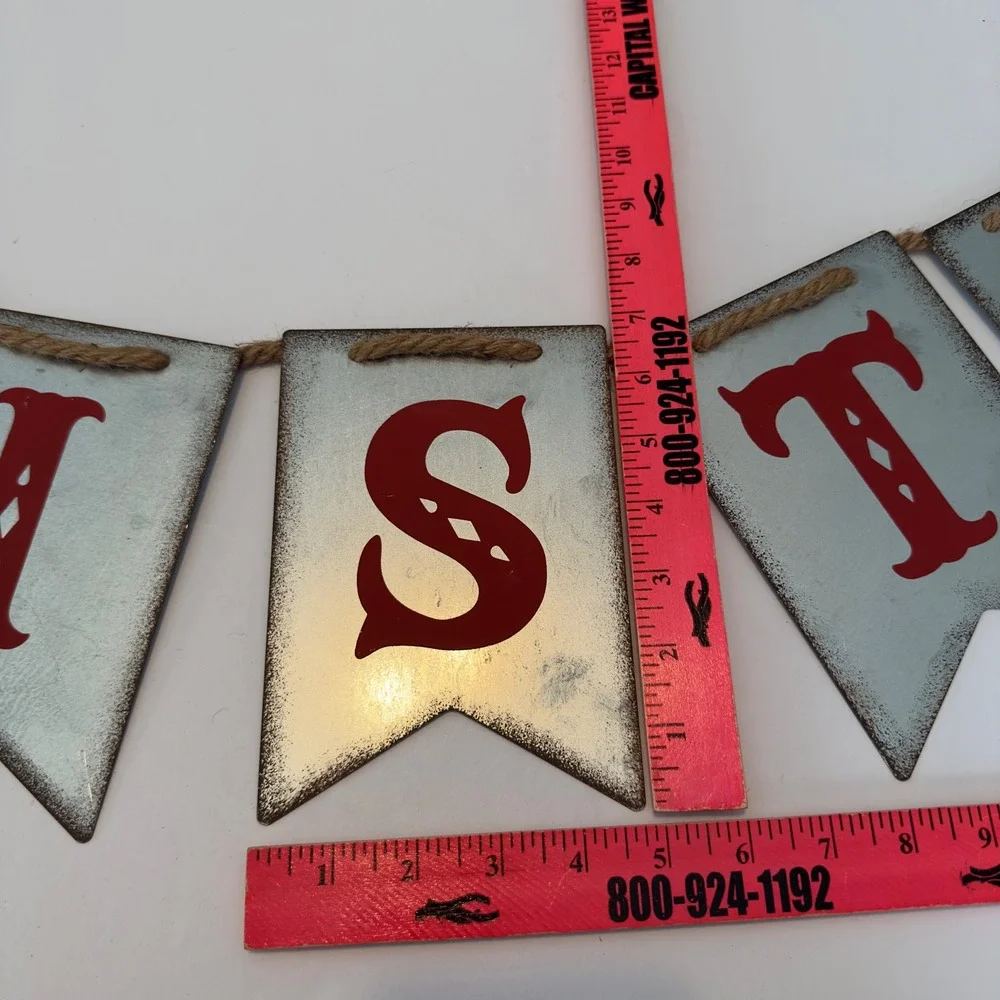 Merry Christmas Galvanized Metal Banner Rustic‎ Farmhouse Holiday Bunting 42in